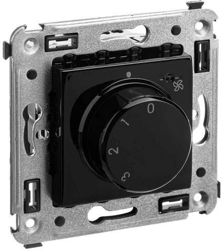 Выключатель вентилятора без рамки DKC Avanti 4-поз. черный квадрат фото Выключатель вентилятора без рамки DKC Avanti 4-поз. черный квадрат картинка